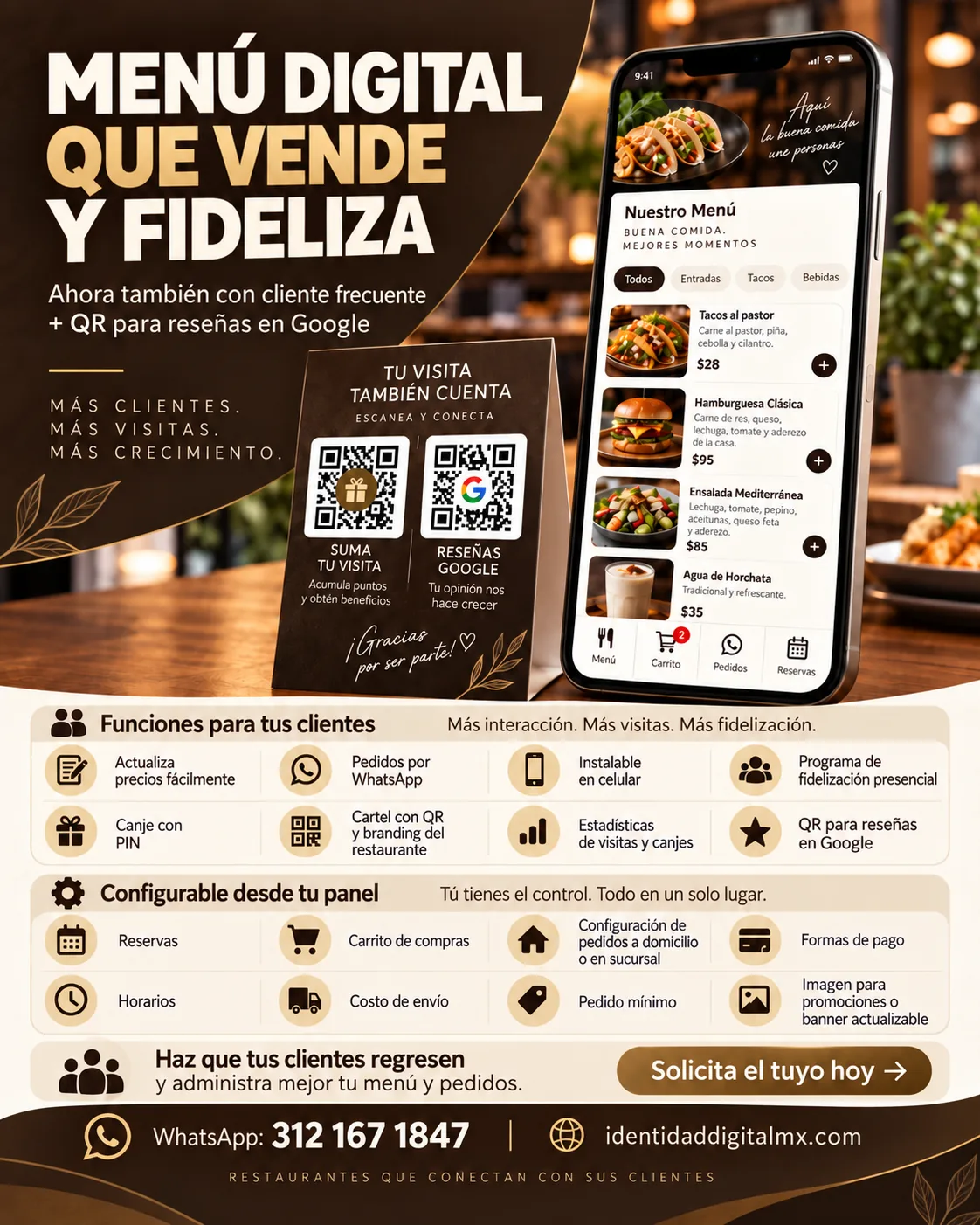 Ejemplo visual de menú digital de Identidad Digital MX